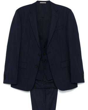 BOSS Mini-Check Three-Piece Suit - Blue