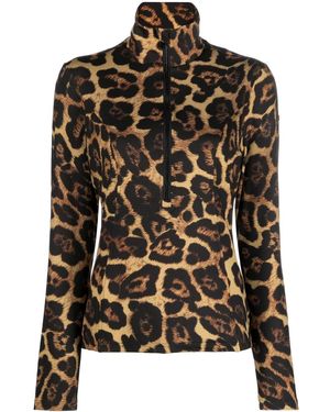 Goldbergh Leona Leopard-Print Ski Top - Black