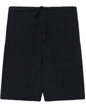 The Elder Statesman Textured Drawstring Shorts - Black