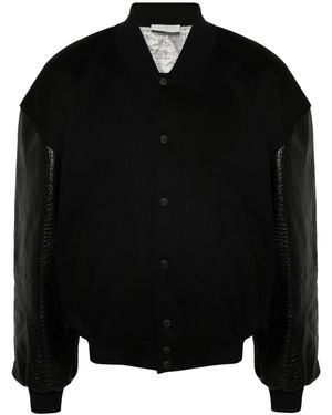 VTMNTS Embossed-Crocodile Detail Bomber Jacket - Black
