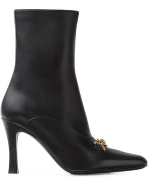 Versace Medusa-Plaque Leather Ankle Boots - Black
