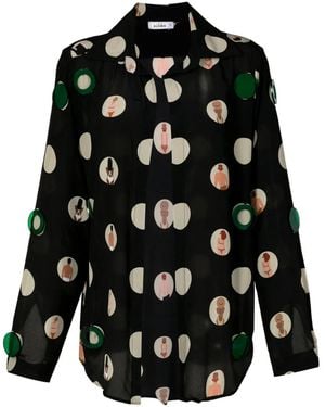 Amir Slama Graphic-Print Silk Blouse - Black