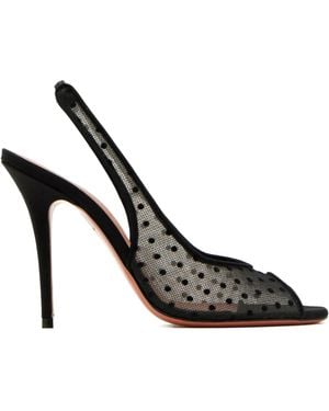 AMINA MUADDI Kristina Polka-Dot Slingback Sandals - Metallic