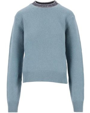 Versace Pull En Cachemire À Col Rond - Blue