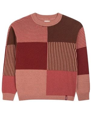 Favorite People Traveler Patchwork Color-Block Sweater - Red