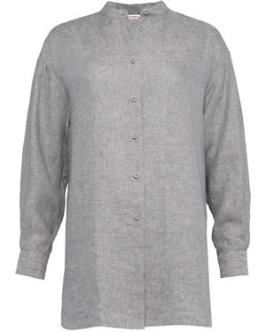 Eres Exact Band-Collar Shirt - Grey