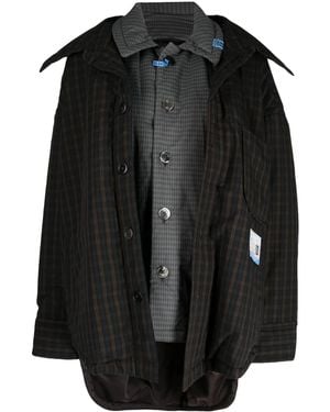 Maison Mihara Yasuhiro Layered Checked Shirt Jacket - Black