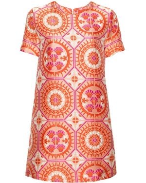 La DoubleJ Swing Patterned-Jacquard Minidress - Red