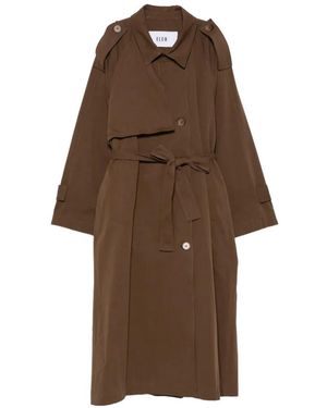 ELEH Belted Storm-Flap Trench Coat - Brown
