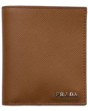 Prada Saffiano-Leather Wallet - Brown