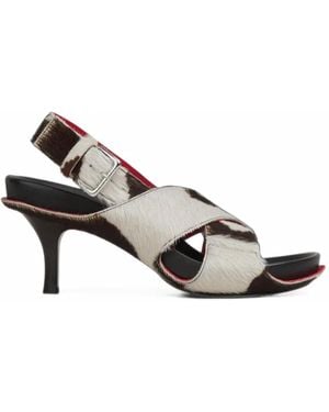 Marni Cow-Print Slingback Sandals - White
