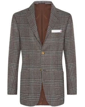 Kiton Blazer À Carreaux - Gris