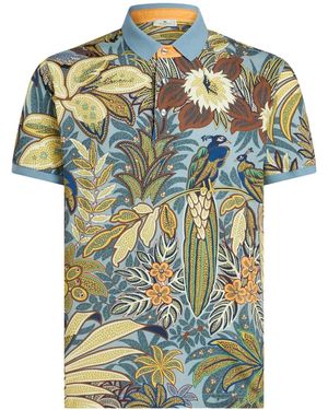 Etro プリント ポロシャツ - ブルー