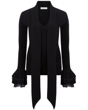 Nina Ricci Gerüschter Pullover Mit Spitzenbesatz - Schwarz