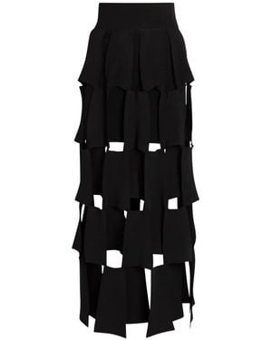 A.W.A.K.E. MODE Laser-Cut Panelled Maxi Skirt - Black