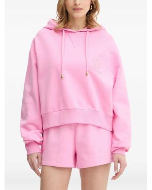Just Cavalli Logo-Embroidered Hoodie - Pink