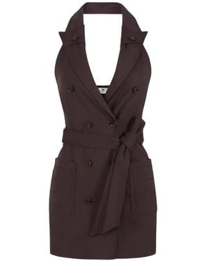 Elisabetta Franchi Kleid Aus Gabardine Mit Bestickten Taschen - Lila