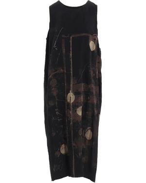Y's Yohji Yamamoto Printed Sleeveless Midi Dress - Black