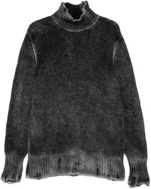 Avant Toi Ausgefranster Pullover mit Stehkragen - Schwarz