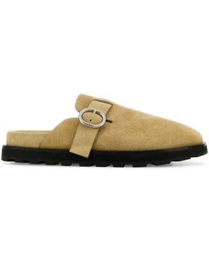 Jil Sander Slipper Aus Wildleder - Grün
