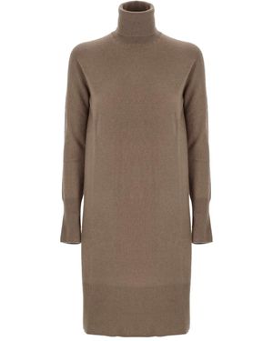 JOSEPH Turtleneck Midi Dress - Brown