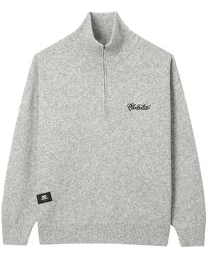 Chocoolate Quarter-Zip Logo-Embroidered Sweater - Grey