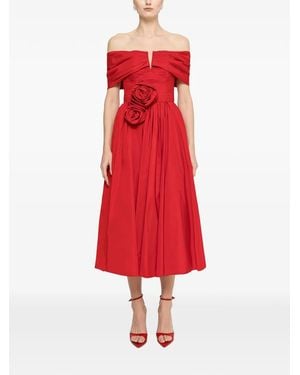 Nissa Off-Shoulder Floral Dress - Red