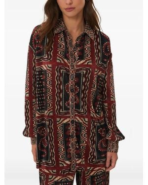 FARM Rio Snake Scarves-Print Pleated Shirt - Red