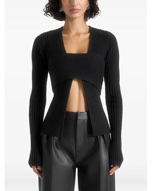Manière De Voir Marisa Ribbed Bandeau Cardigan - Black