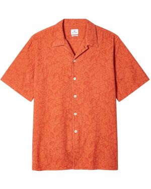 Paul Smith Floral-Texture Short-Sleeve Shirt - Orange