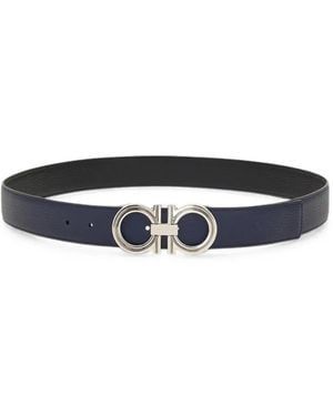 Ferragamo Gancini Buckle Reversible Belt - White