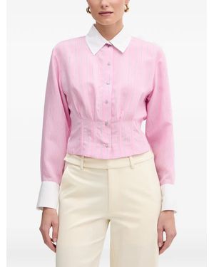Morgan Camisa A Rayas Estilo Corsé - Rosa