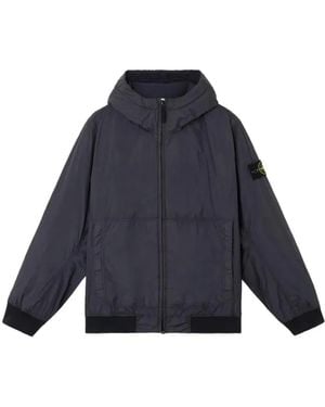 Stone Island Crinkle Reps Hooded Jacket - Blue