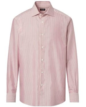 ZEGNA Striped Silk Shirt - Pink