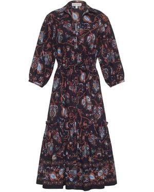 Cara Cara Hutton Tiered Print Midi Dress - Purple
