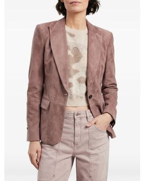 Brunello Cucinelli Single-Breasted Suede Blazer - Brown
