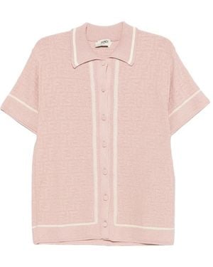 Fendi Polo Con Logo Estampado - Rosa