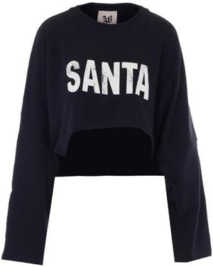 Aniye By Cropped-Sweatshirt Mit Santa-Print - Blau