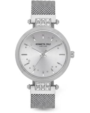 Kenneth Cole Crystal-Embellished Mesh-Bracelet 34Mm Watch - Grey