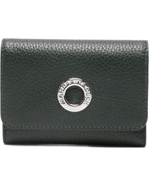 Mandarina Duck Cartera de piel con placa del logo - Negro