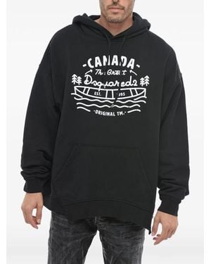 DSquared² Logo-Print Hoodie - Black