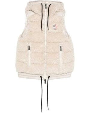Moncler Veste Sans Manches Isolante En Tissu Teddy À Capuche - Neutre