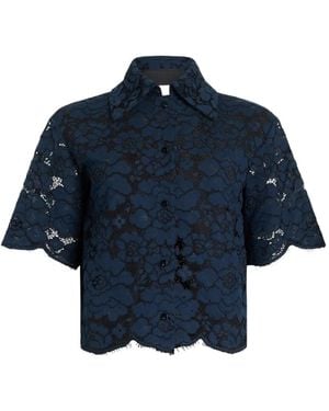 Patou Lace Short-Sleeves Shirt - Blue