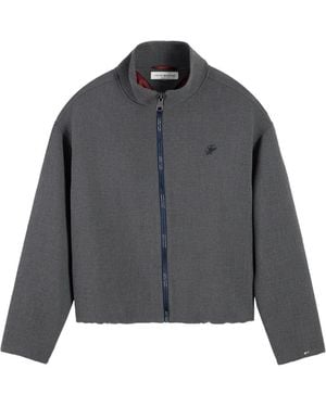 Tommy Hilfiger Logo-Embroidered High-Neck Jacket - Gray