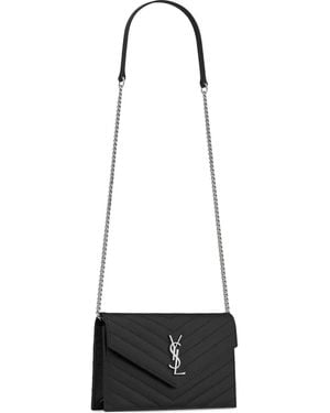 Saint Laurent Quilted Crossbody Wallet - White