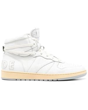 Rhude Logo Patch Hi-Top Trainers - White