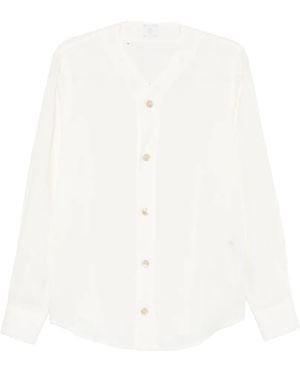 Eleventy V-Neck Buttoned Shirt - White