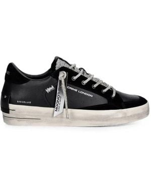 Crime London Sk8 Deluxe Wedge Rhinestone-Embellished Leather Trainers - Black