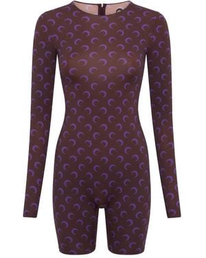 Marine Serre Combishort À Imprimé Lune - Violet