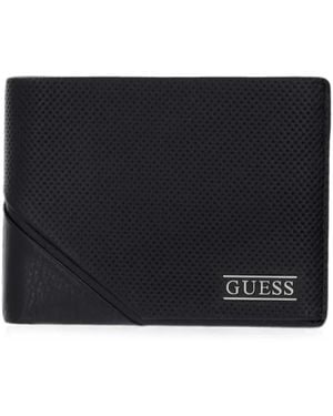 Guess Boston Perforated Leather Wallet - Black